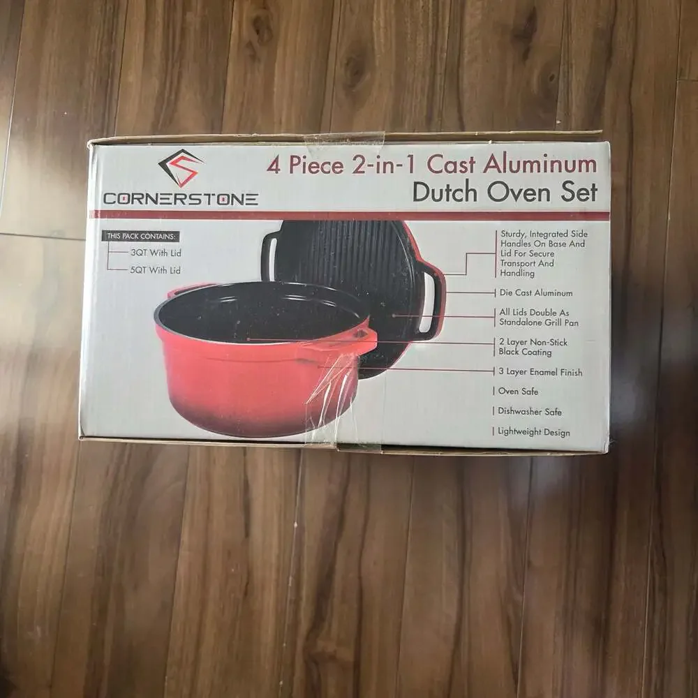 Cornerstone 4-Piece 2-in-1 Cast Aluminum Dutch Oven Set